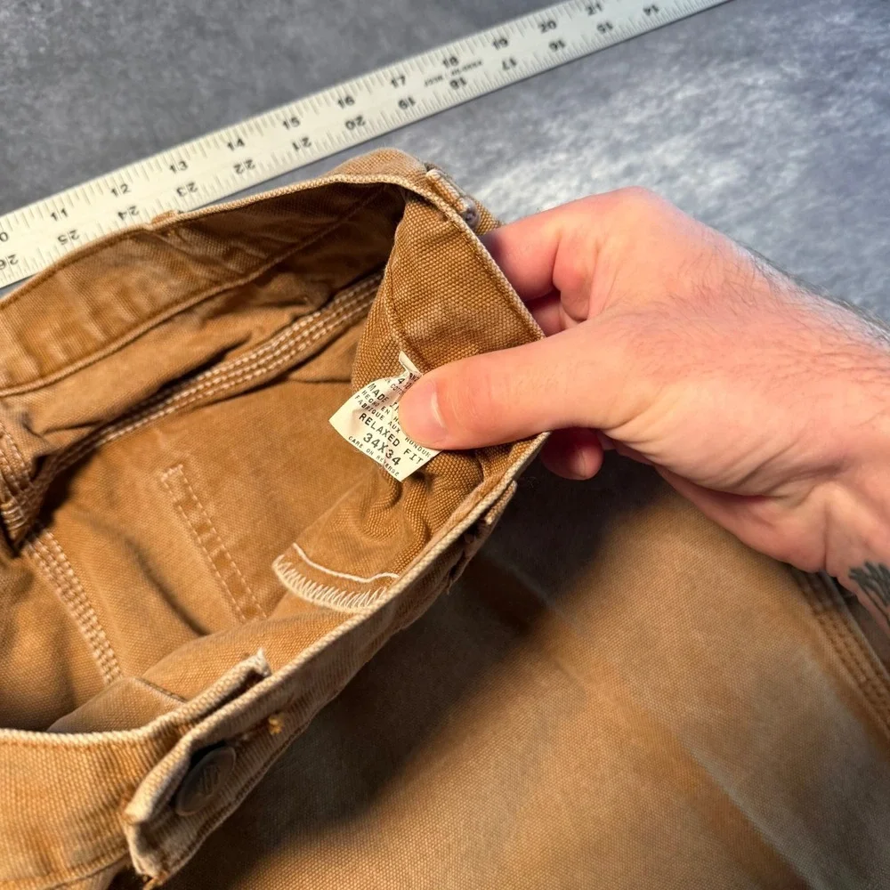 VTG Dickies Mens Brown Relaxed Fit Duck Canvas Carpenter Pants 34x34 Workwear